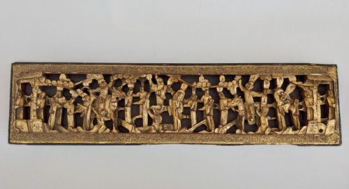 Antique Chinese Carved Giltwood Temple Panel