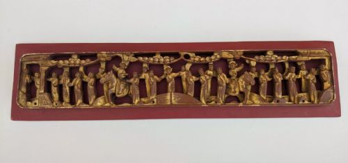 Antique Chinese Carved Giltwood Temple Panel