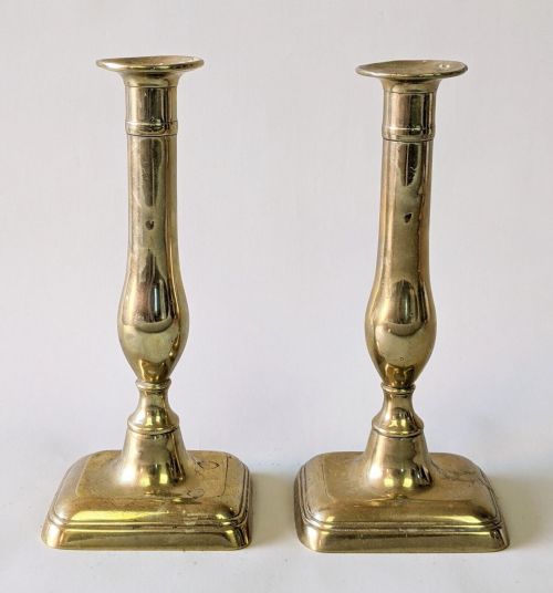 Antique Pair Georgian Brass Candlesticks
