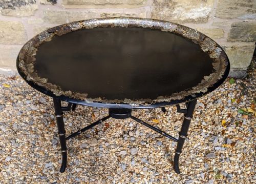 fig 1. Elegant Victorian Papier Mache Tray on Stand