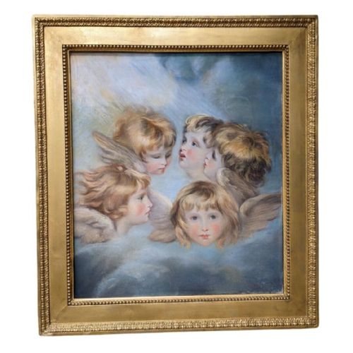 Stunning Original Pastel Portrait Angel Heads After Joshua Reynolds