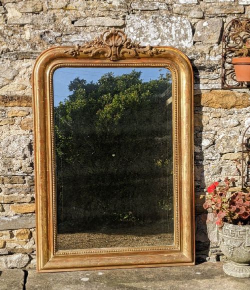 Beautiful Antique French Arched Gilt Mirror