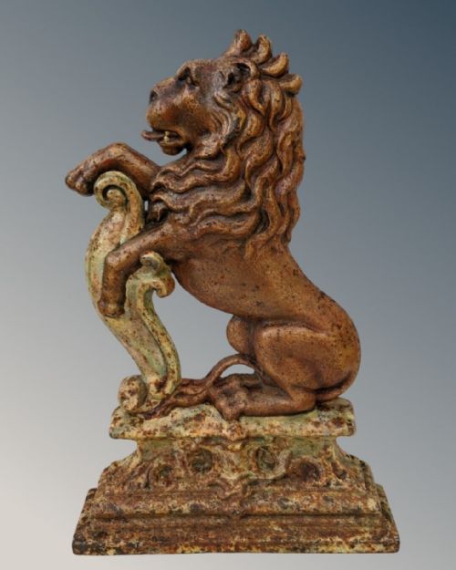 Antique Cast Iron Lion Doorstop Original Paint