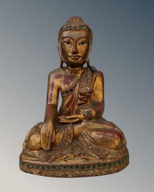 Antique Hand Carved Giltwood Buddha