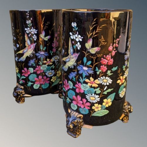 Stunning Pair of Large Ridgeway Jetware Vases Aesthetic Design