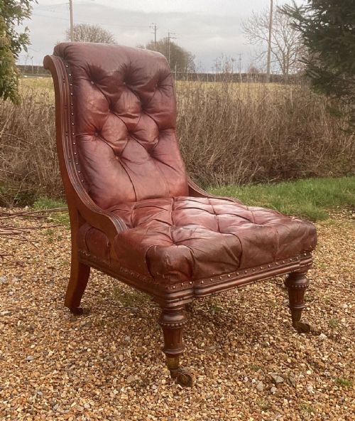 Victorian Leather Buttoned Library Chair