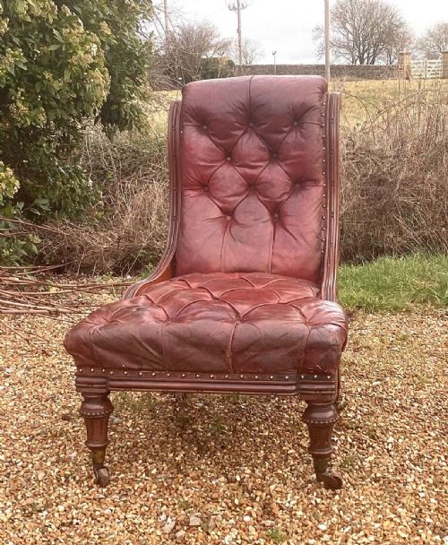 fig 1. Victorian Leather Buttoned Library Chair