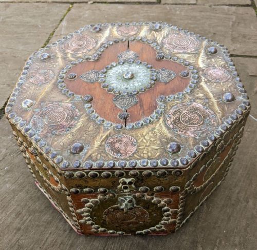 Antique Velvet Lined Indian Jewellery Box