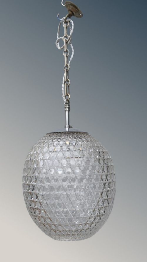 Fabulous Antique Large Cut Glass Pendant Light