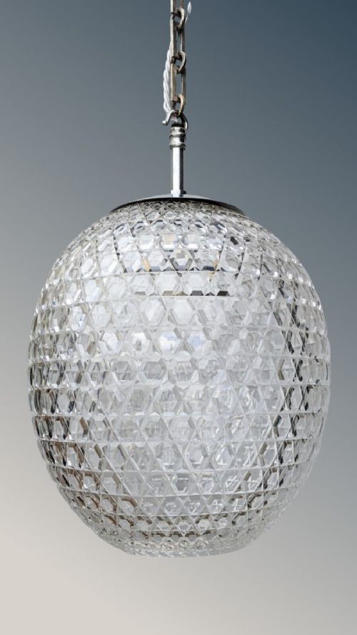 fig 1. Fabulous Antique Large Cut Glass Pendant Light