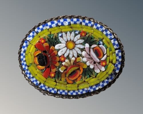 Antique Micro Mosaic Millefiore Brooch