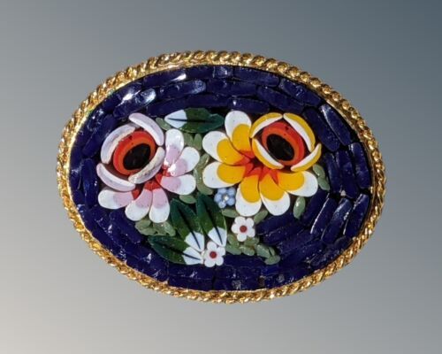 Antique Italian Micro Mosaic Millefiore Brooch