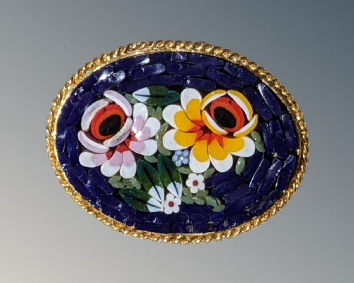 fig 1. Antique Italian Micro Mosaic Millefiore Brooch