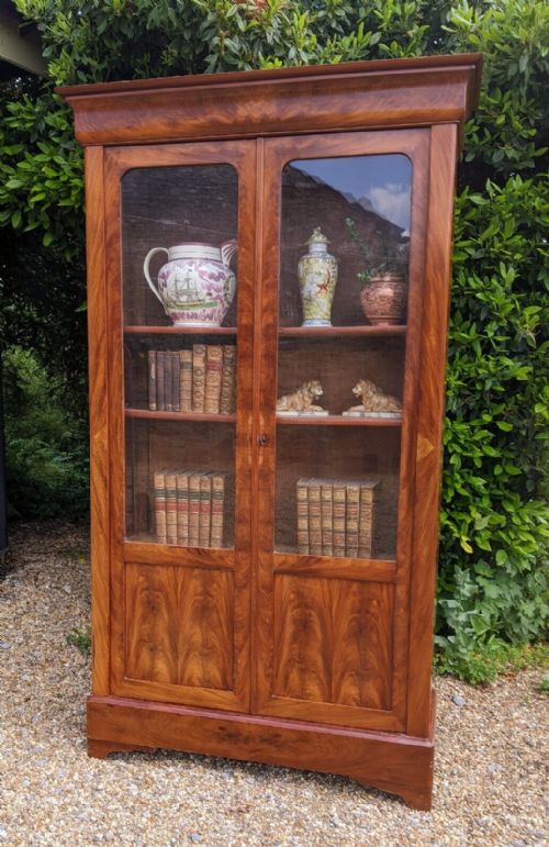 fig 1. French Empire Style Mahogany Bookcase Cabinet