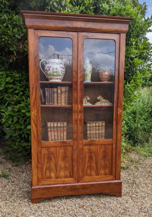 French Empire Style Mahogany Bookcase Cabinet