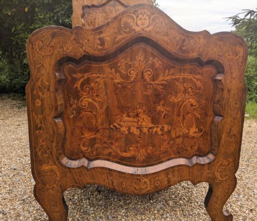 fig 1. Dutch Walnut & Floral Marquetry Single Beadstead