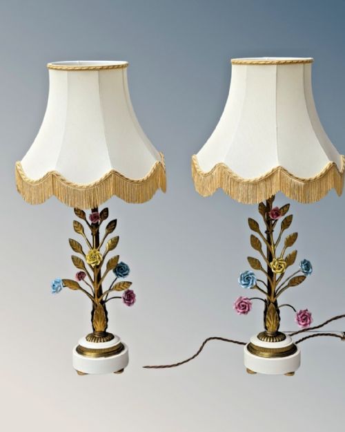 Pretty Pair of Early 20th Century Table Lamps