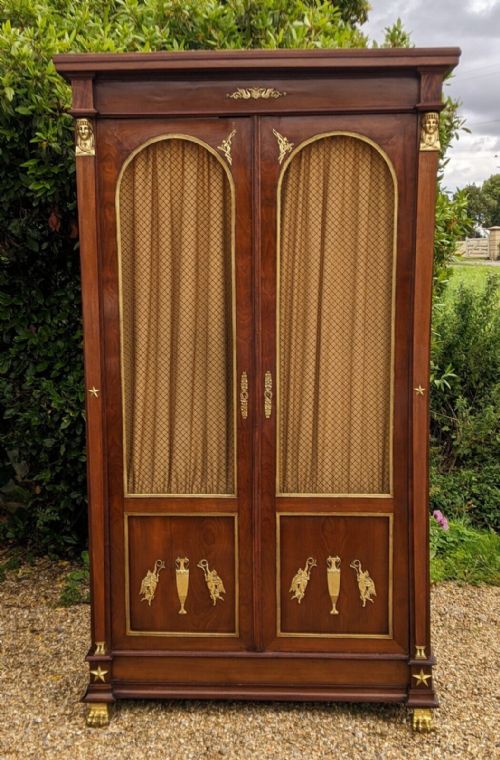 French Empire Style Mahogany Bookcase Cabinet