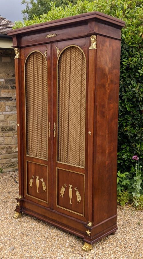 fig 1. French Empire Style Mahogany Bookcase Cabinet