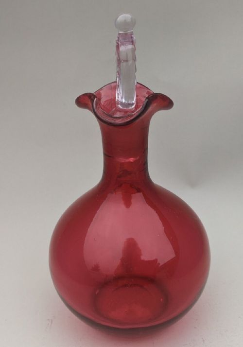Antique Cranberry Glass Jug with Stopper