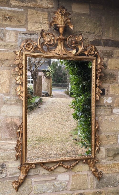 Large Chippendale Style Carved Giltwood Mirror