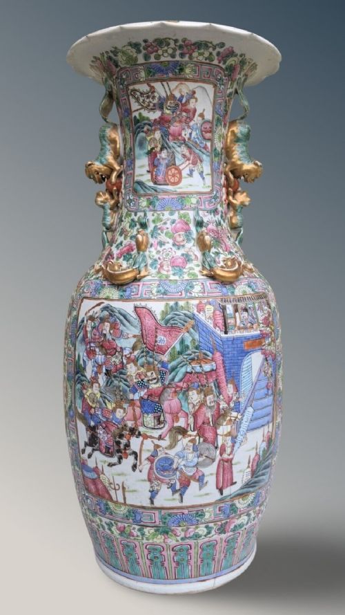 Large Antique Chinese Floor Vase Famille Rose