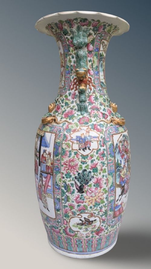 Large Antique Chinese Floor Vase Famille Rose