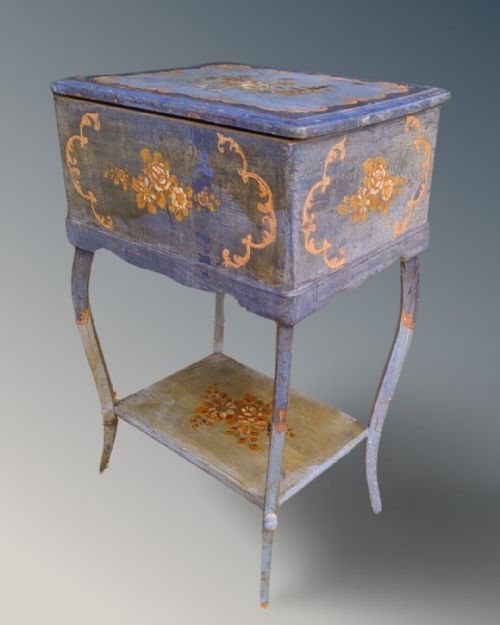 Pretty Hand Painted 19th Century Work Box