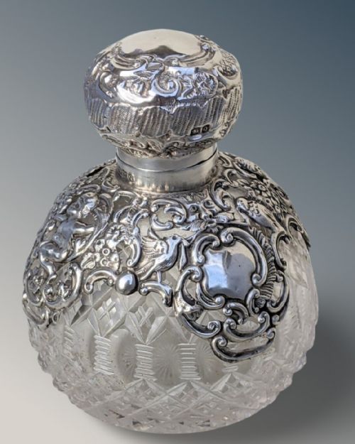 Victorian Silver & Cut Glass Scent Bottle
