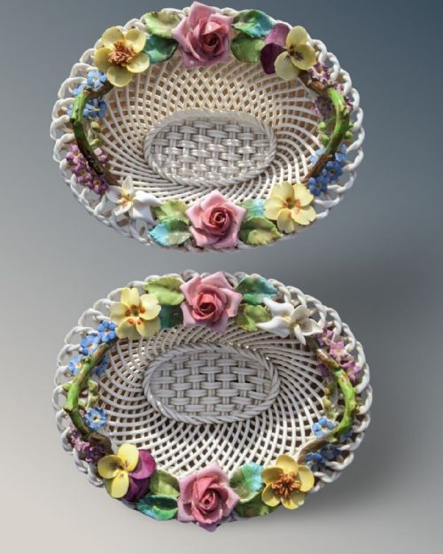 Good Pair of English Porcelain Baskets