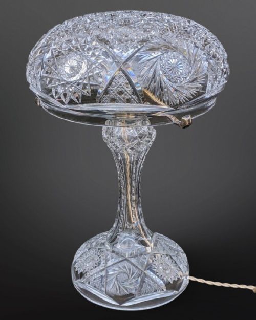 Large Antique Cut Crystal Table Lamp