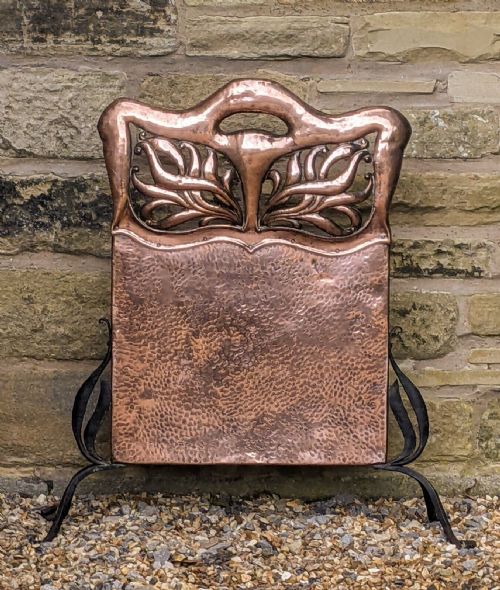 Art Nouveau Copper Fire Screen