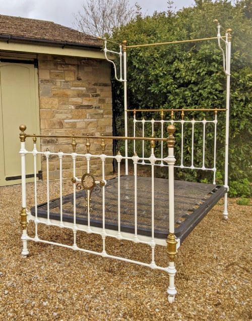Victorian Cast & Brass Half Tester Double Bed