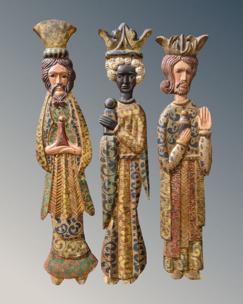 Antique Gilt Wood Wall Plaques Three Kings