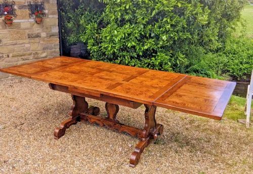 Antique French Dining Table Solid Ash Seats 10 Refectory Style