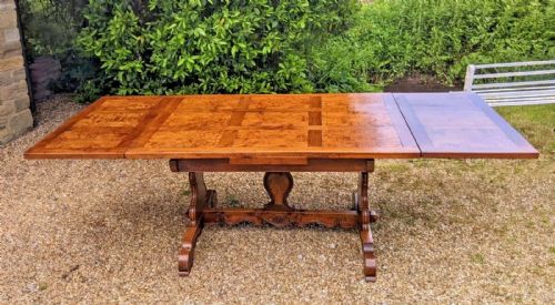 fig 1. Antique French Dining Table Solid Ash Seats 10 Refectory Style