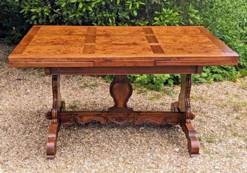 fig 2. Antique French Dining Table Solid Ash Seats 10 Refectory Style