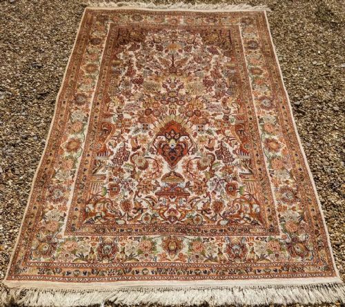 Pure Silk Kashan Prayer Rug Carpet