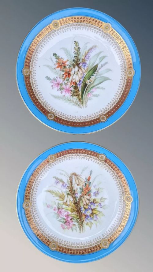 Royal Worcester Porcelain Plates Hand Painted and Enamelled