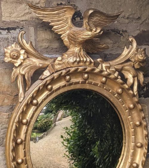 fig 1. ANTIQUE MIRROR REGENCY GILTWOOD EAGLE CONVEX