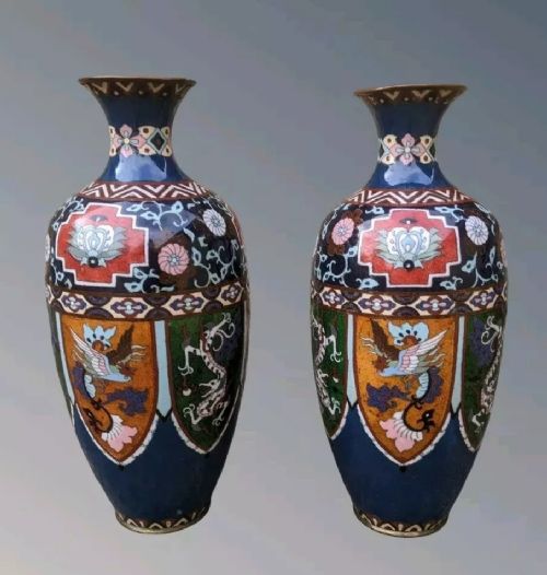 Pair of Attractive Japanese Cloisonne Vases