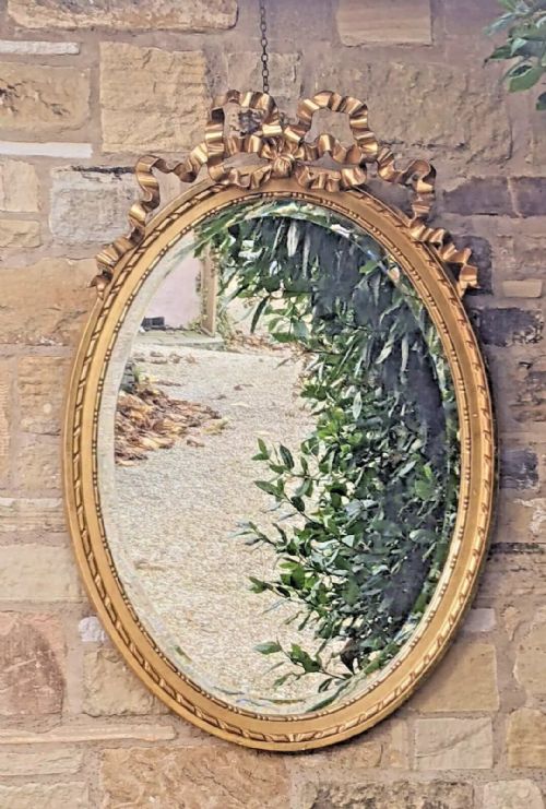 fig 1. Good 19th Century Regency Style Oval Mirror In the Adams Taste