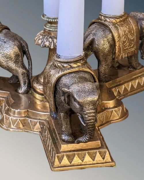 fig 1. Fabulous Gilt Bronze Elephant Candelabra Centrepiece