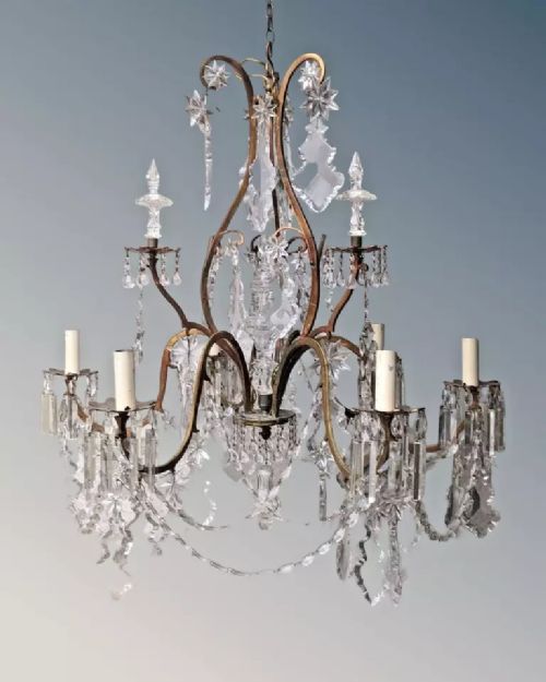 Good Large Antique Crystal Chandelier