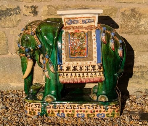 Antique Chinese Elephant Garden Seat Ceramic
