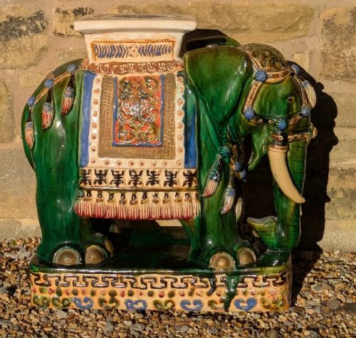 fig 1. Antique Chinese Elephant Garden Seat Ceramic