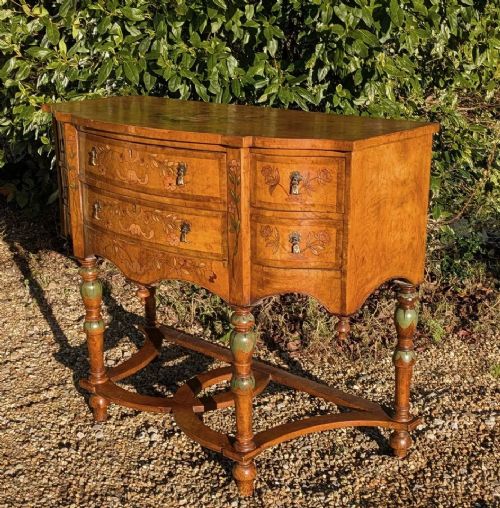 fig 1. 19th Century Burr Walnut Side Cabinet Hand Painted