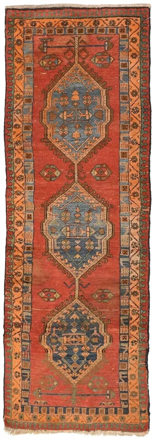 Antique Heriz Carpet Runner Hand Woven