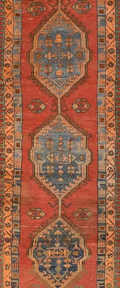 fig 1. Antique Heriz Carpet Runner Hand Woven