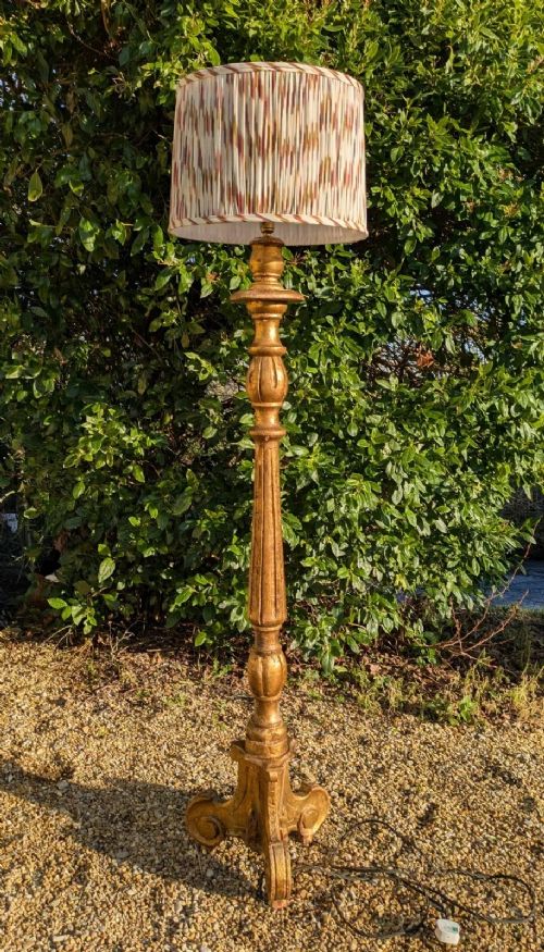 Rococo Style Gilt Wood Floor Lamp / Standard Lamp